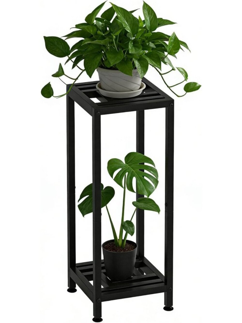 Sturdy 2-Tier Metal Plant Stand - 40 Inch Tall, Heavy Duty Indoor/Outdoor Decor